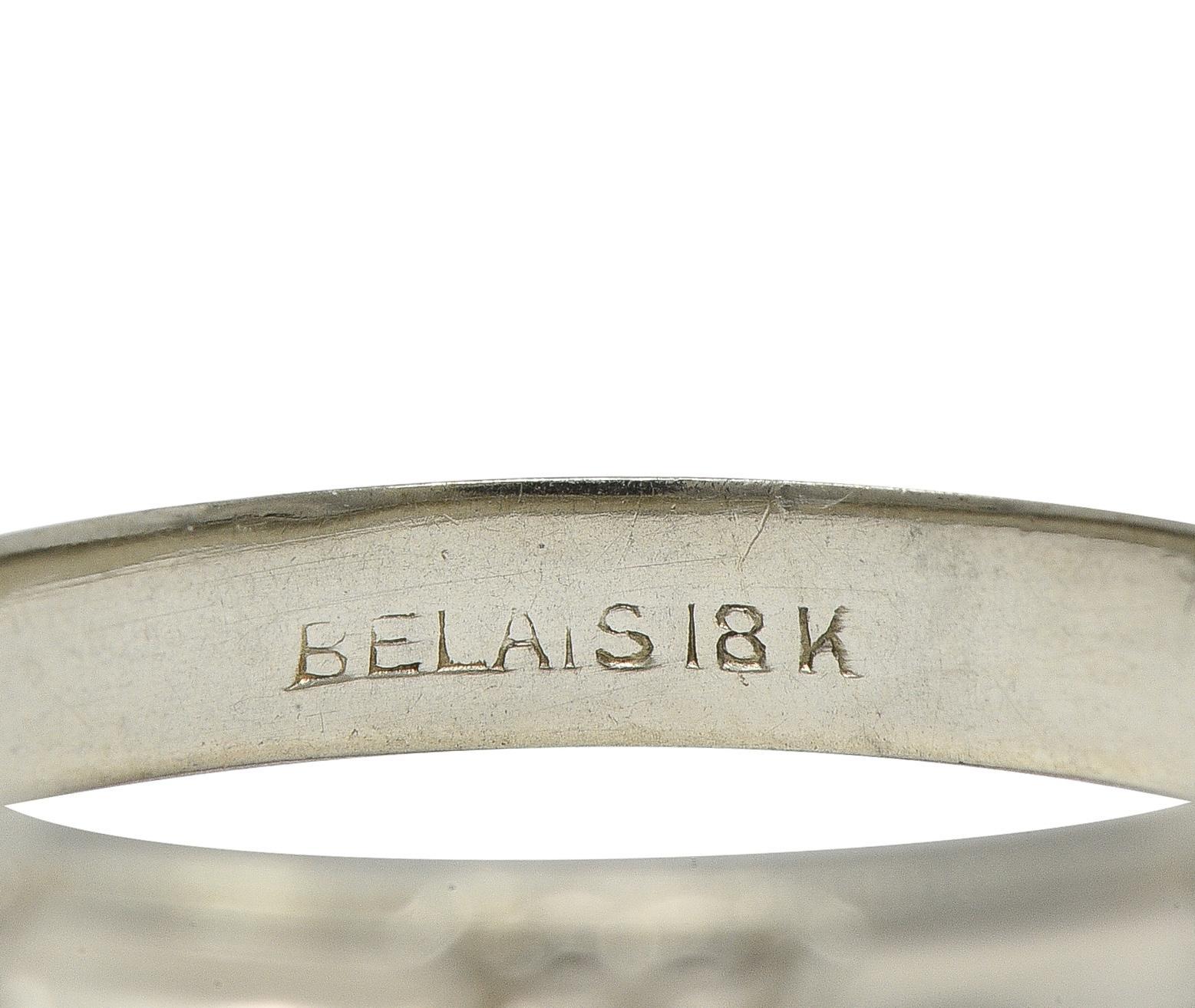 Belais Art Deco 18 Karat White Gold Vintage Orange Blossom Wedding Band Ring Unisexe en vente