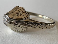 Belais Art Deco 18K White Gold Diamond Solitaire Ring