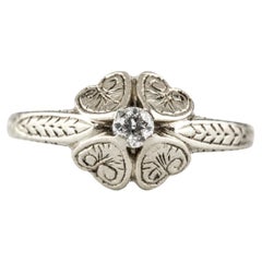 Belais Art Deco Diamond Solitaire Floral Ring