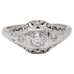 Belais Art Deco European Diamond 18K Gold Antique Orange Blossom Engagement Ring