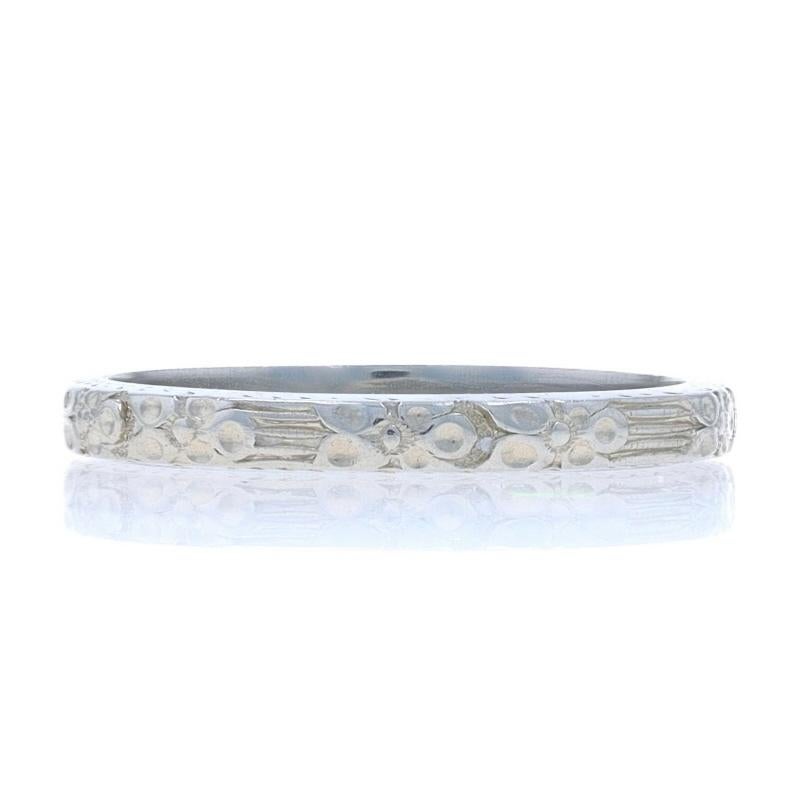Women's Belais Art Deco Floral Stripe Wedding Band - White Gold 18k SZ 5 Ring For Sale