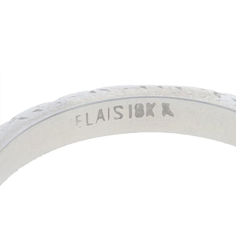 Belais Art Deco Floral Stripe Wedding Band - White Gold 18k SZ 5 Ring For Sale 2