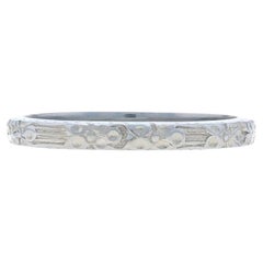 Belais Art Deco Floral Stripe Wedding Band - White Gold 18k SZ 5 Ring