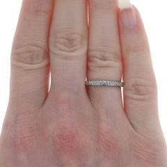 Belais Art Deco Wedding Band - White Gold 18k Floral Vintage Ring Sz 5 3/4