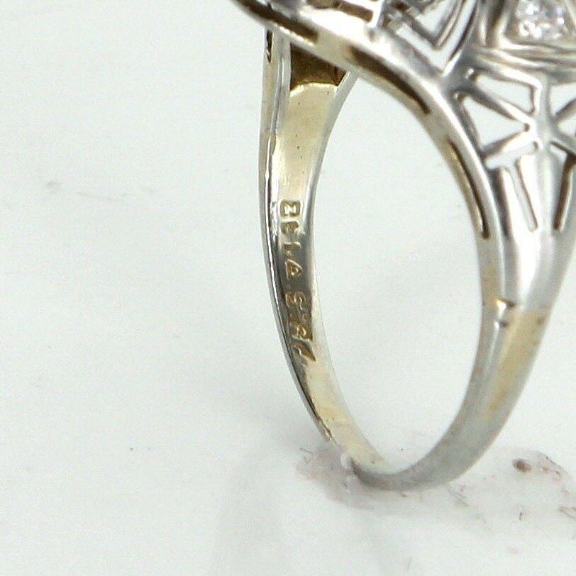 Women's Belais Geometric Diamond Ring Antique Deco Vintage 18 Karat Gold Fine Jewelry