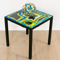 Belarti Mid-Century Modernist Wrought Iron Ceramic Tile Side Table, circa 1960