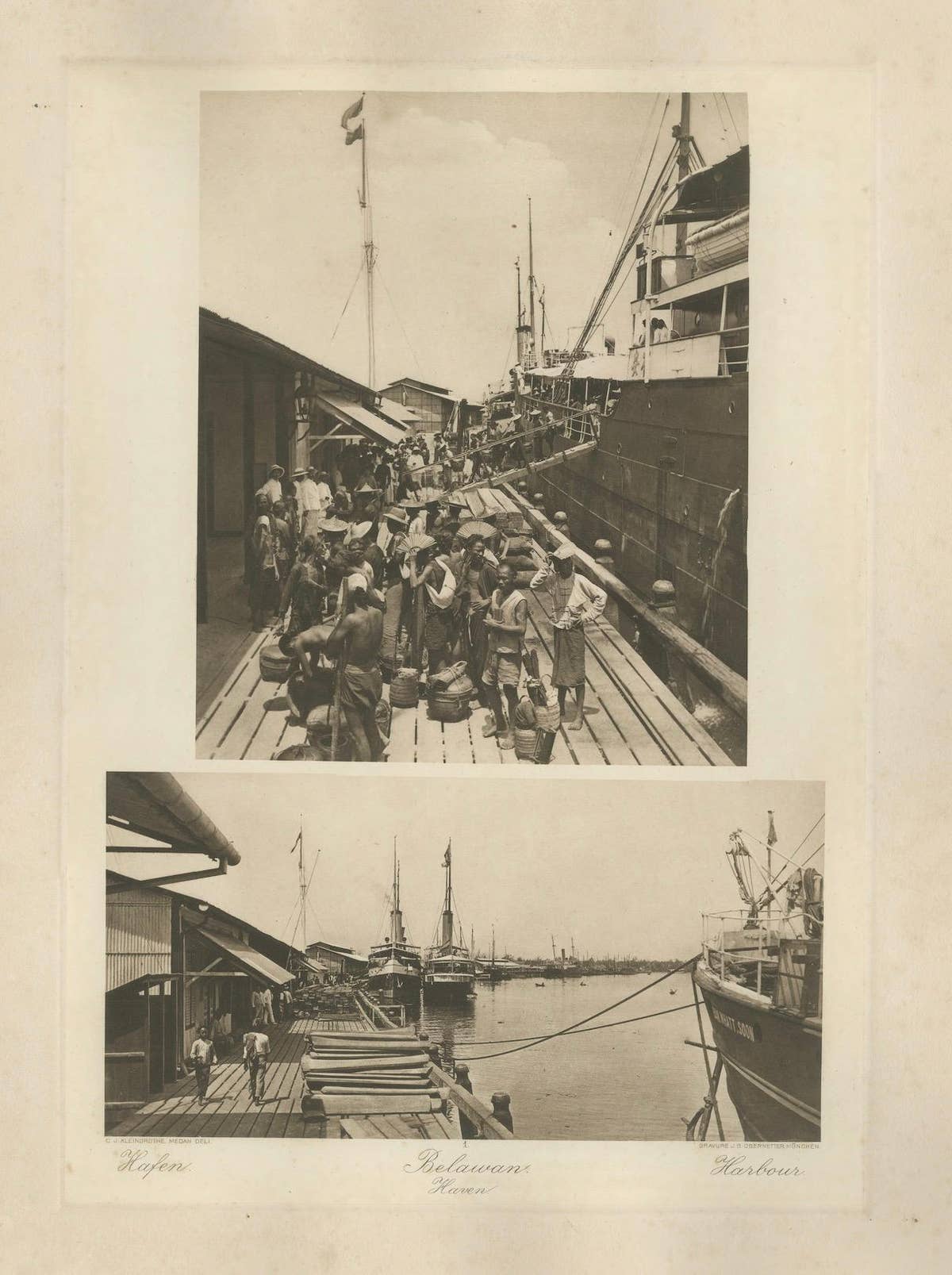 Belawan Harbour & Laborers – Sumatra, Indonesia - Kleingrothe Photogravure 1900