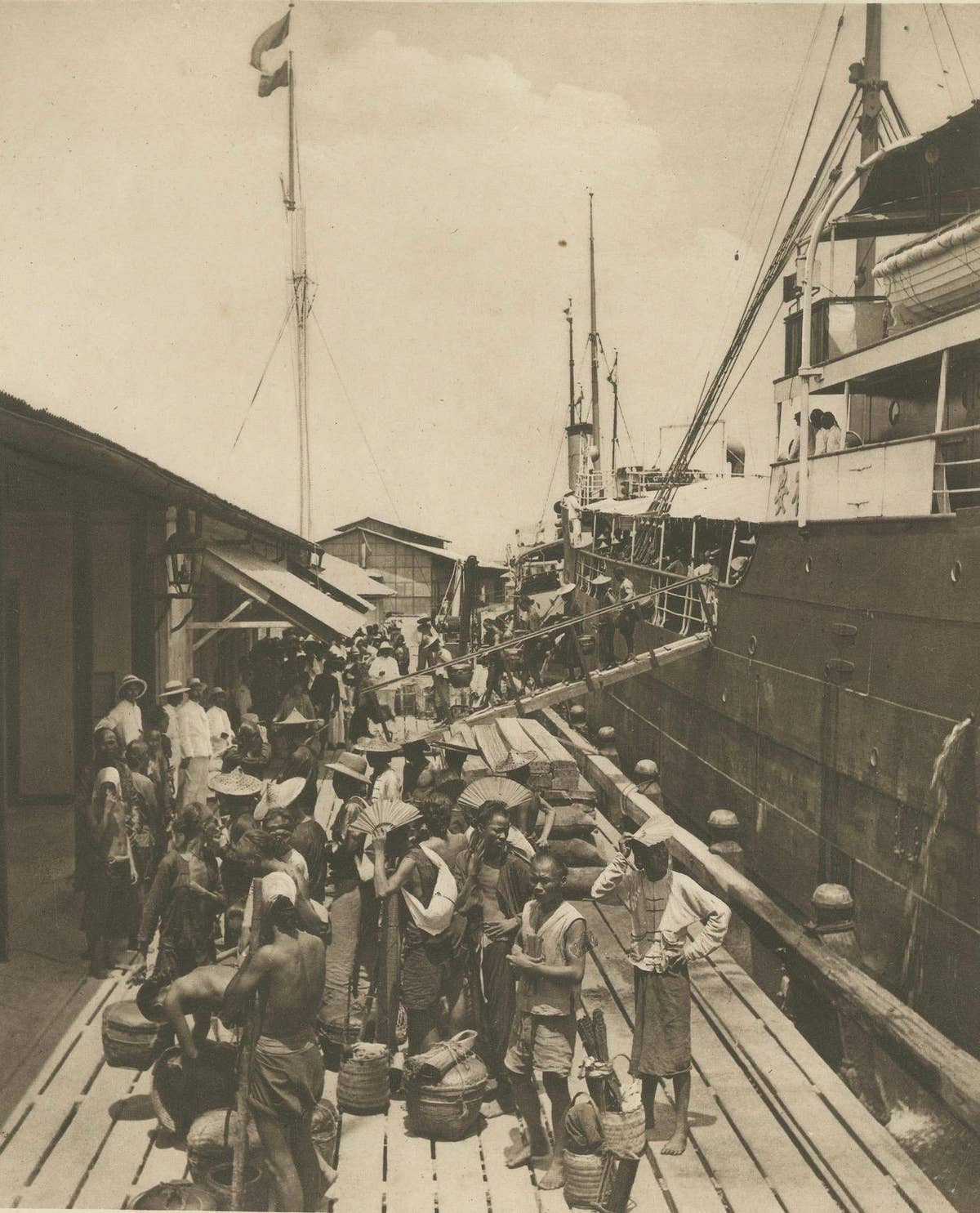 Belawan Harbour & Laborers – Sumatra, Indonesia - Kleingrothe Photogravure 1900