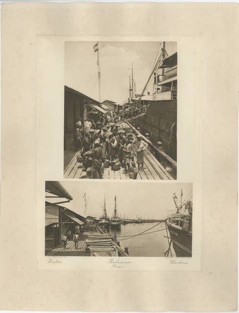 Belawan Harbour & Labourers – Sumatra, Indonesia - Kleingrothe Photogravure 1900