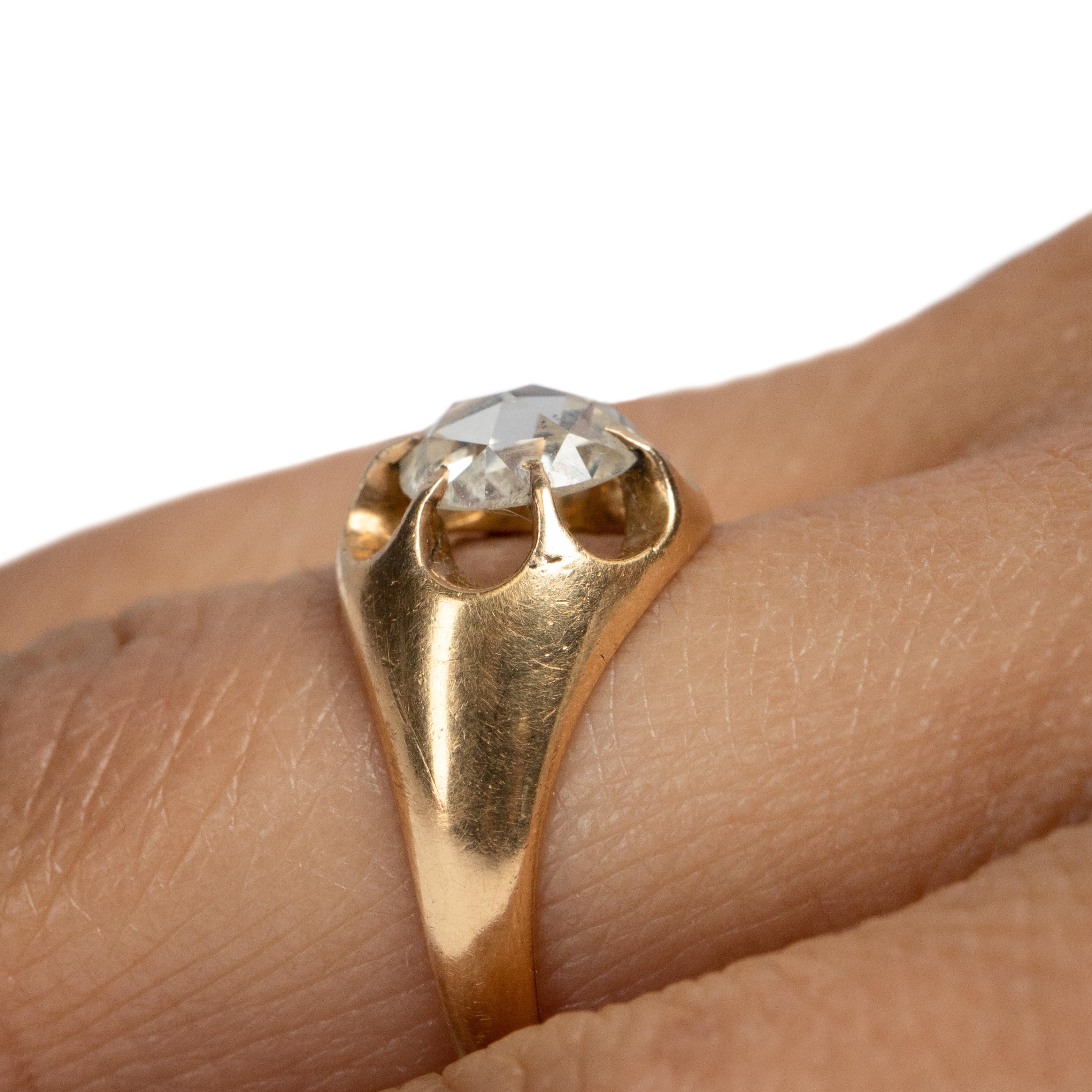 Women's Belcher Style 18 Karat Yellow Gold Engagement Ring