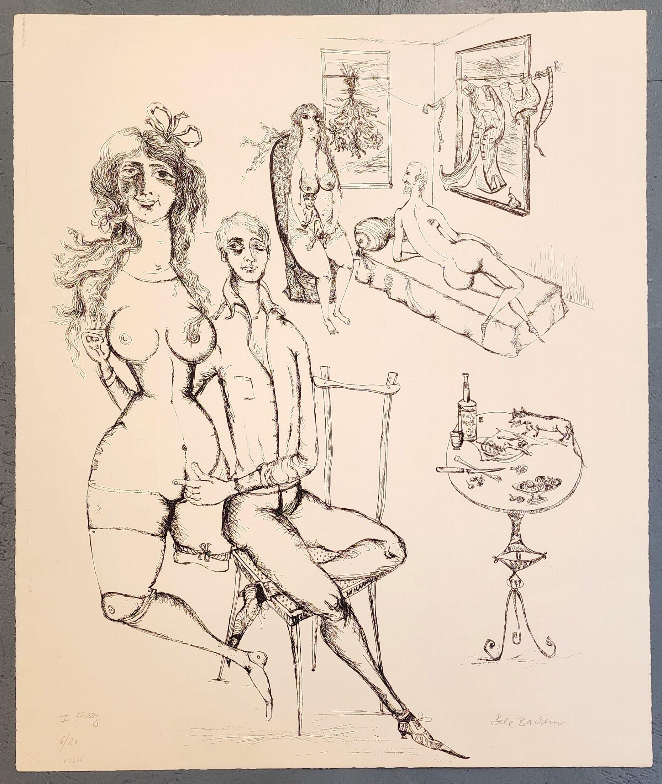 Bele Bachem Figurative Print - Sanft bis zur letzten Rasur (I. Fassung - B/W)