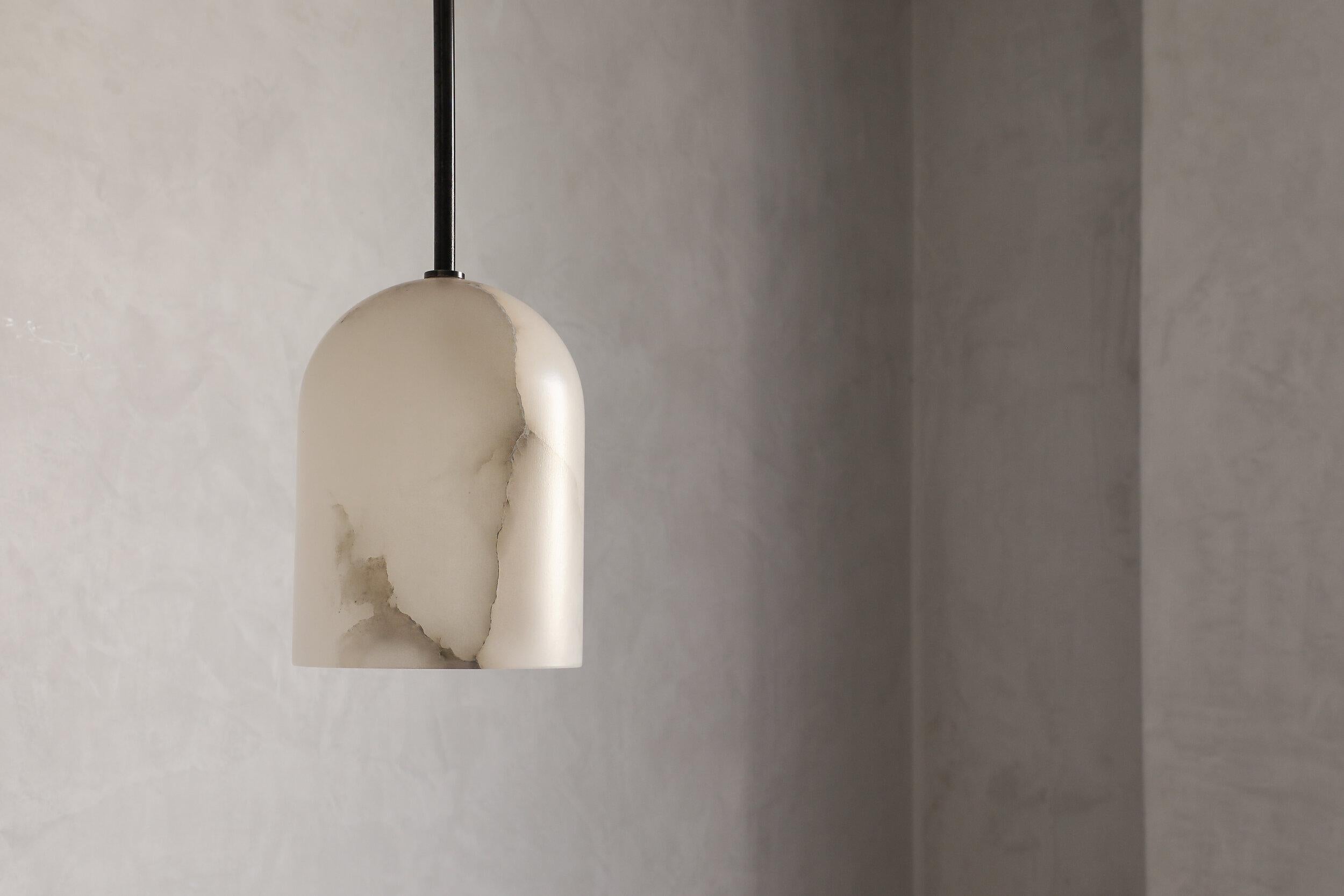 Post-Modern Belfry Arm Custom Alabaster Pendant by Contain For Sale