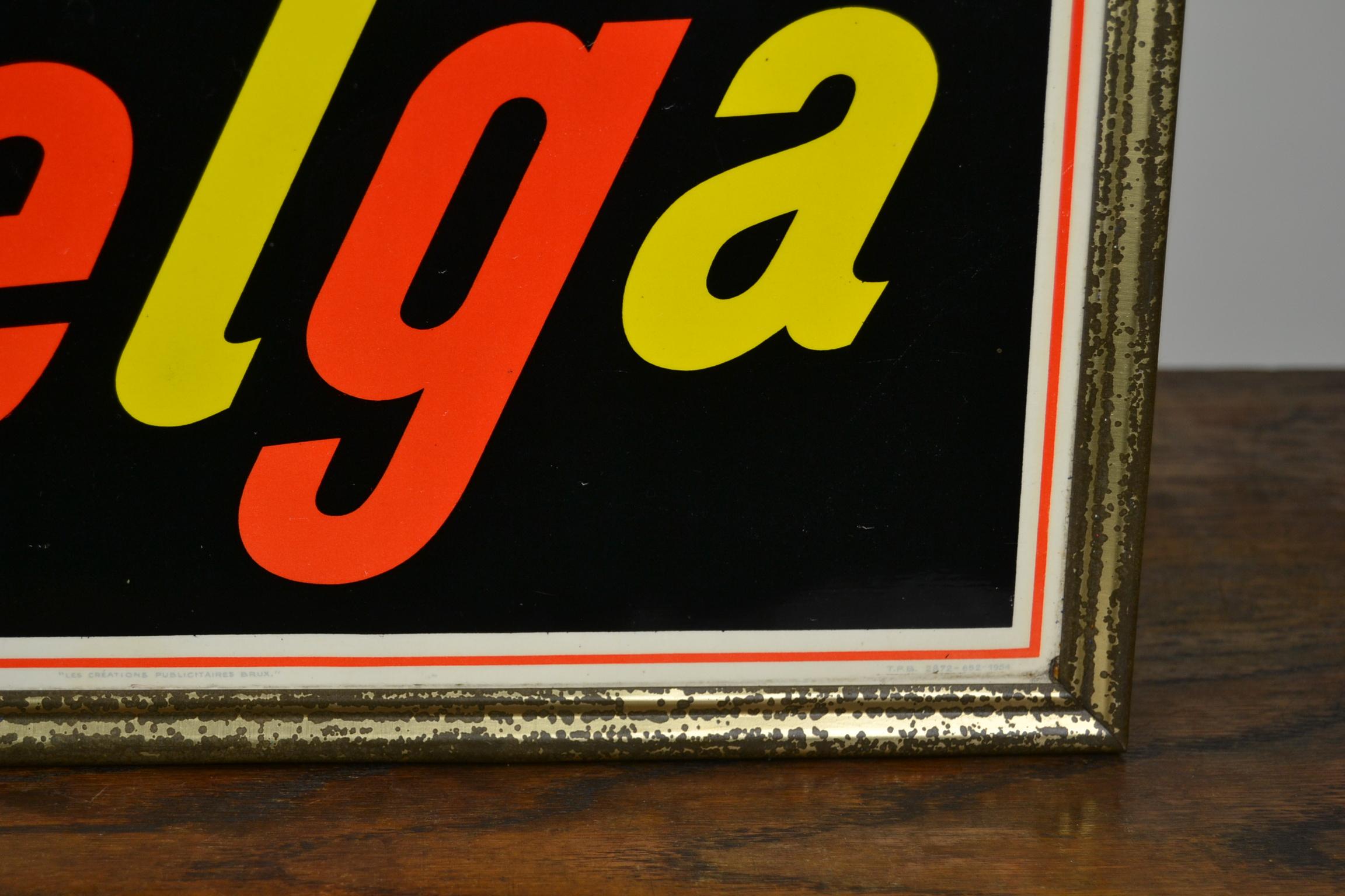 Belga Cigarettes Advertising Sign by Rob Otten, Framed Cellulite, 1954 In Good Condition In Antwerp, BE