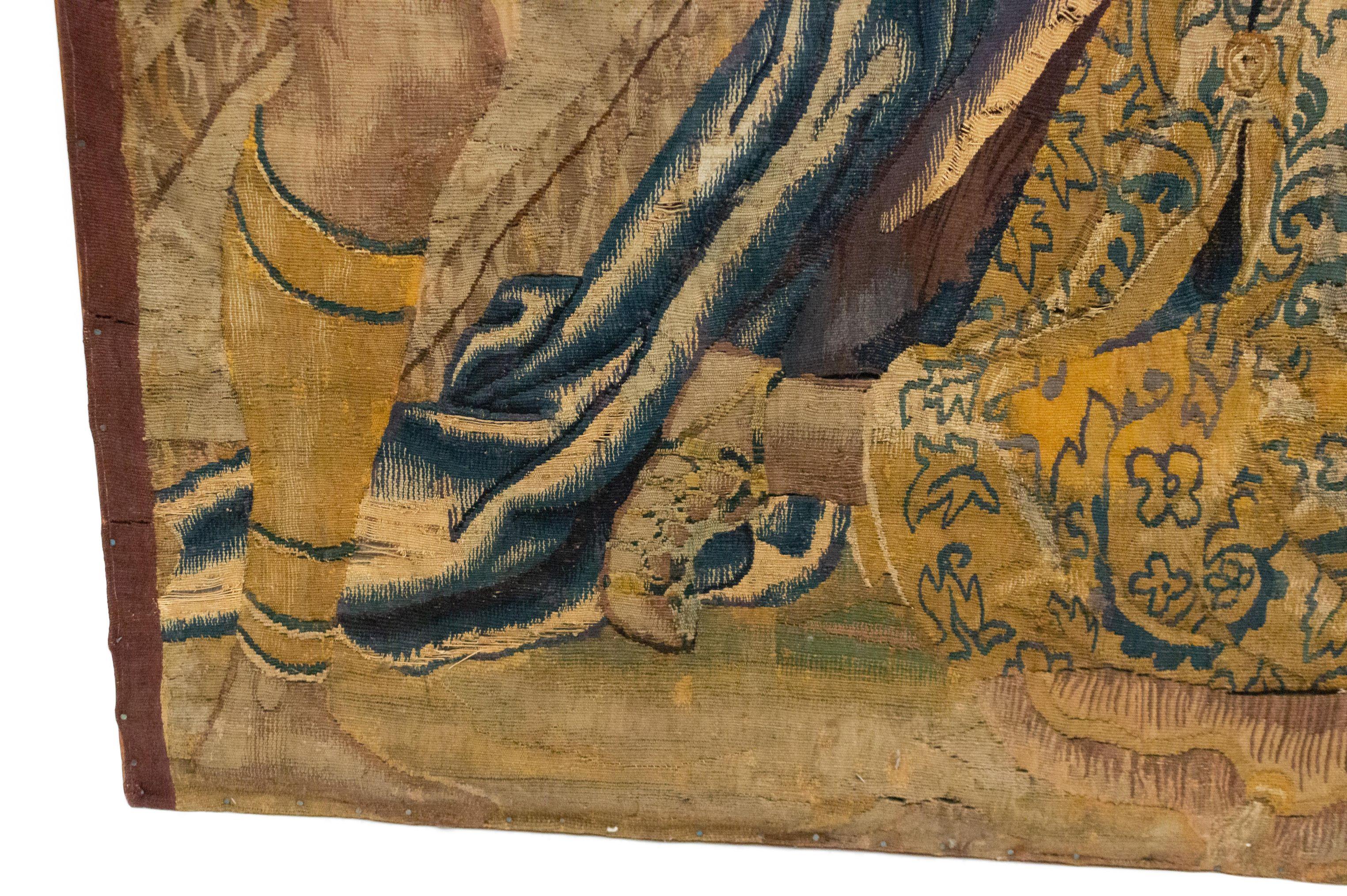 Belgian 17th Century Woven Tapestry of Kneeling King For Sale 2