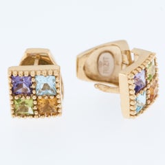 Belgian 18kt Yellow Gold Set Cross & Earrings with Coloured Quartz