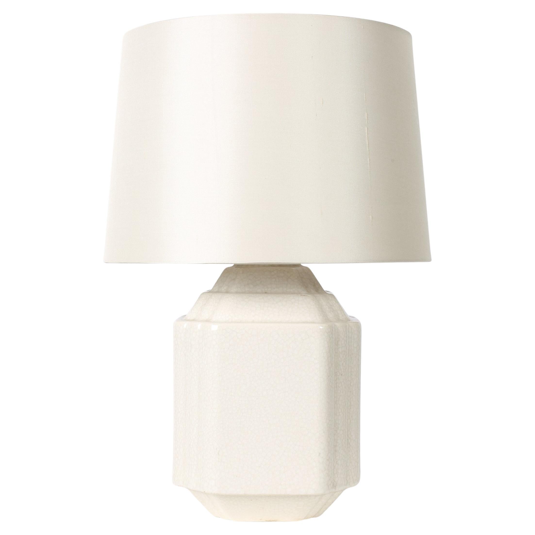 Lampe de bureau belge Art déco des années 1930 émaillée craquelée