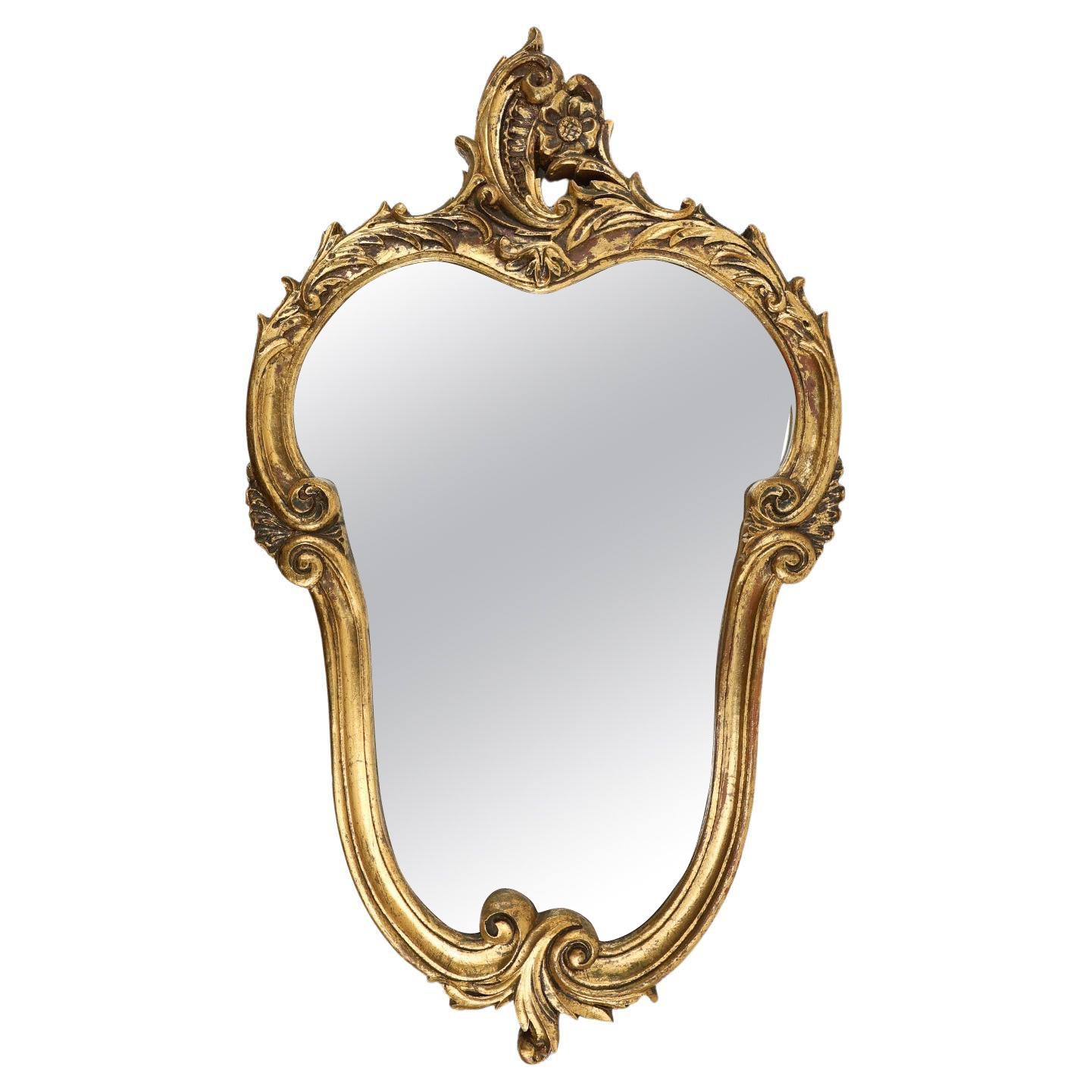 Specchio ovale belga del XX secolo con cornice dorata in stile Luigi XV