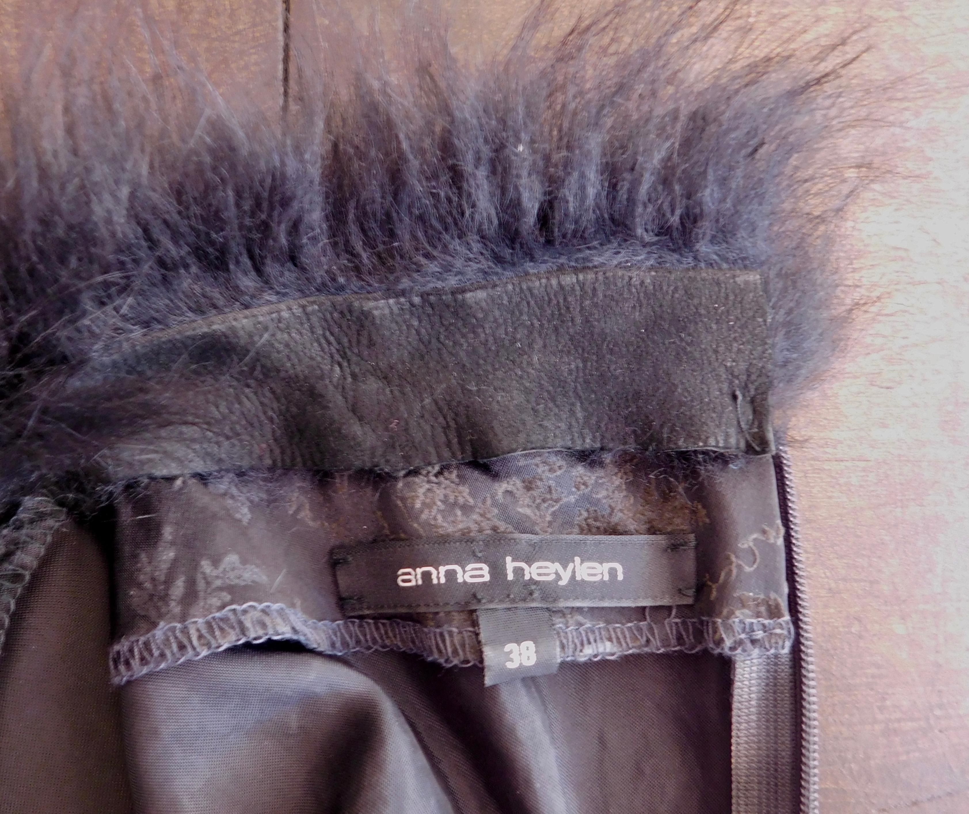 Belgian Anna Heylen Dress with Fur Collar For Sale 4
