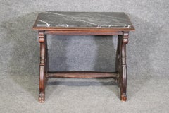 Belgian Antique 19th Century Marble Top Carved Accent Table, Coffee Table