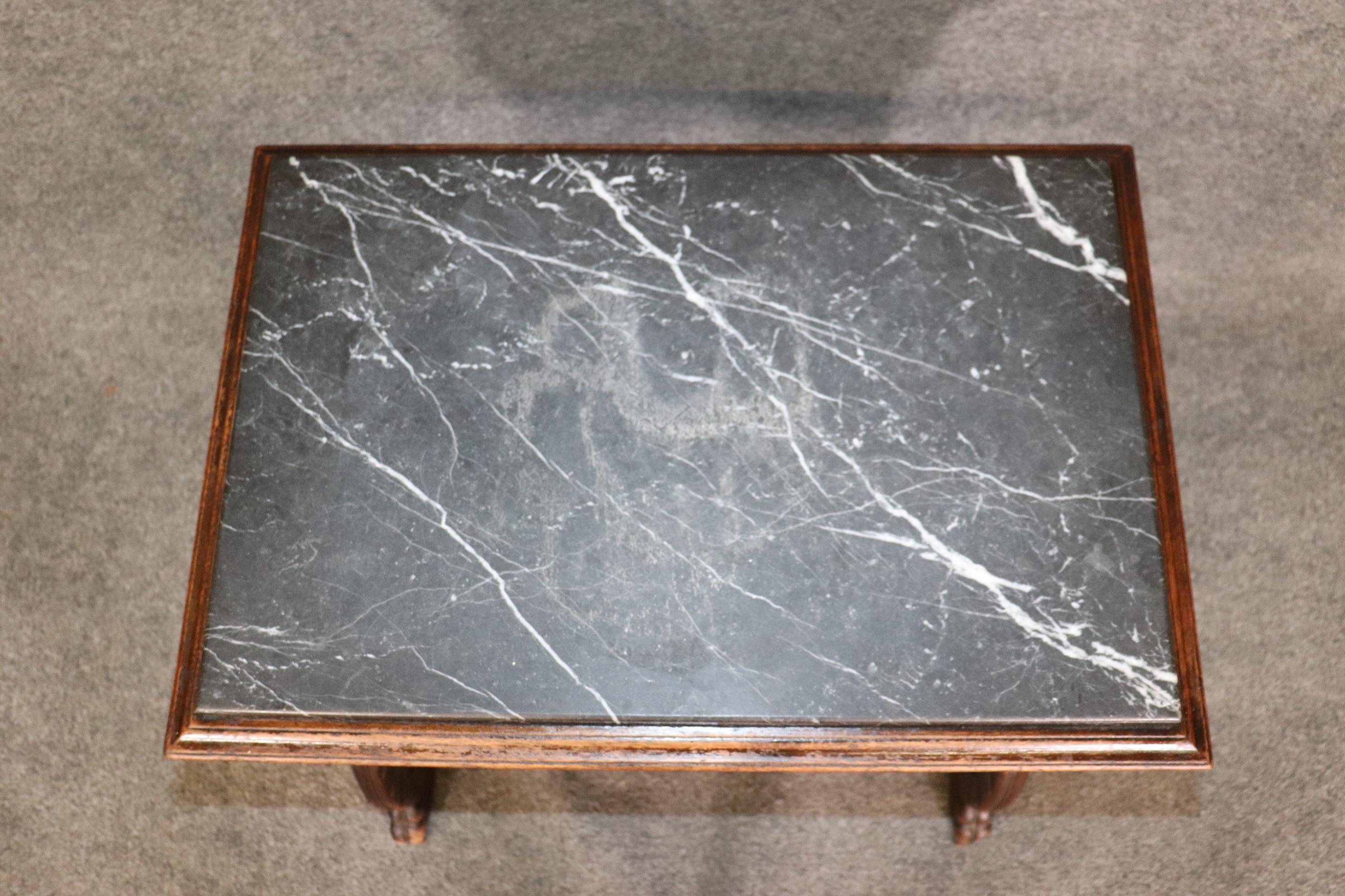 Belgian Antique 19th Century Marble Top Carved Accent Table, Coffee Table For Sale 2
