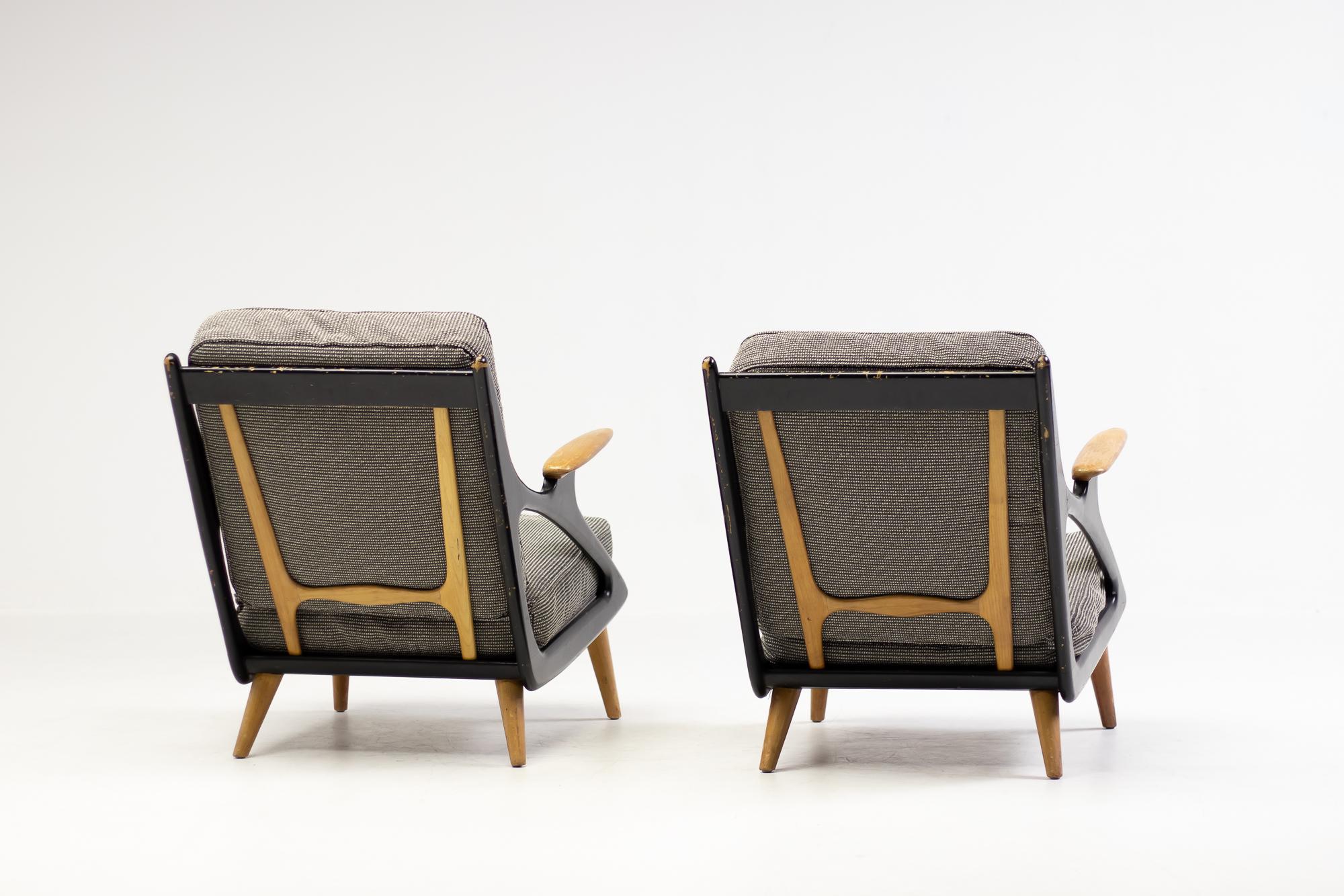 Belgian Architectural Lounge Chairs, circa 1950 In Good Condition In Dronten, NL