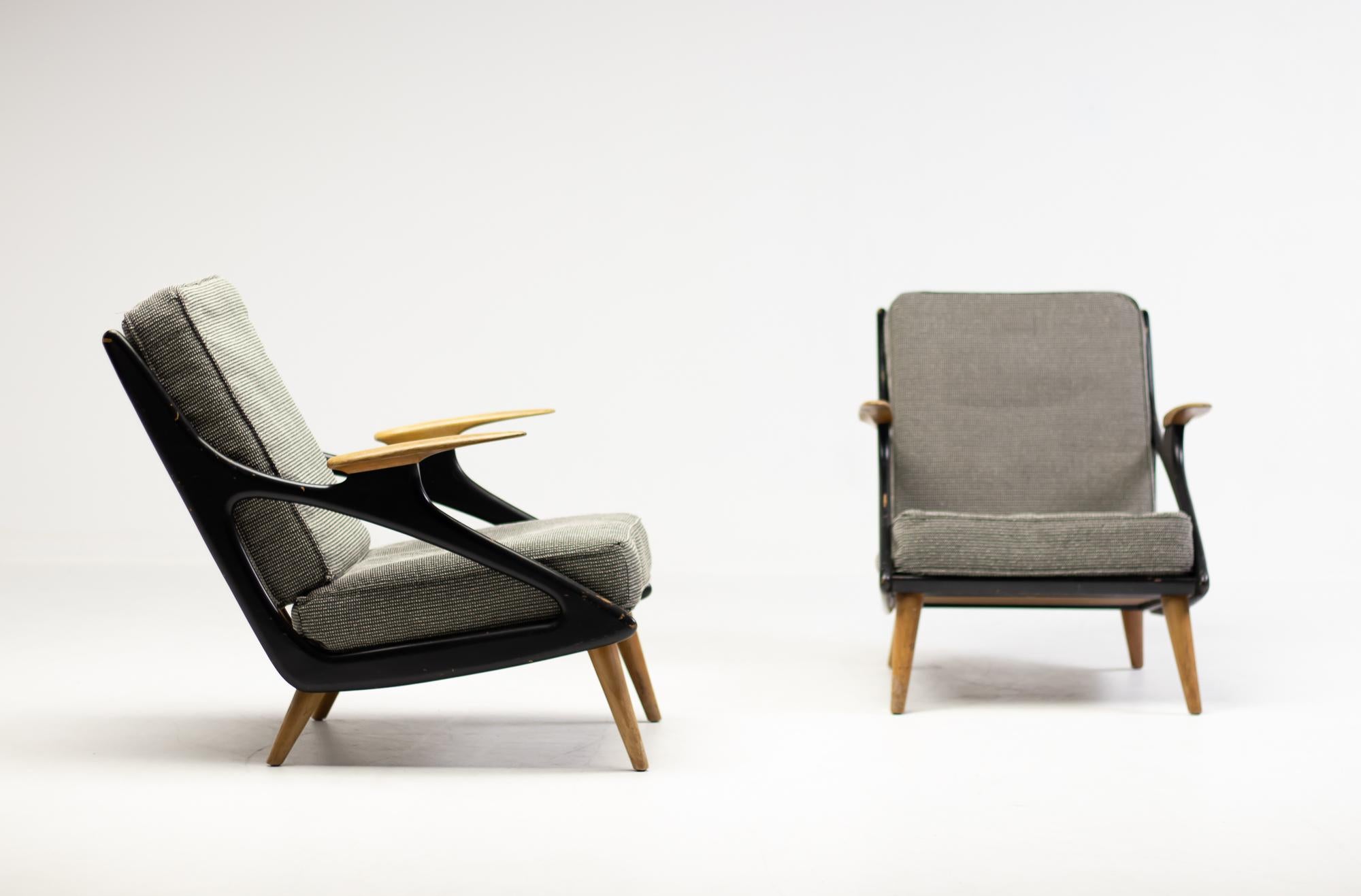 Mid-20th Century Belgian Architectural Lounge Chairs, circa 1950