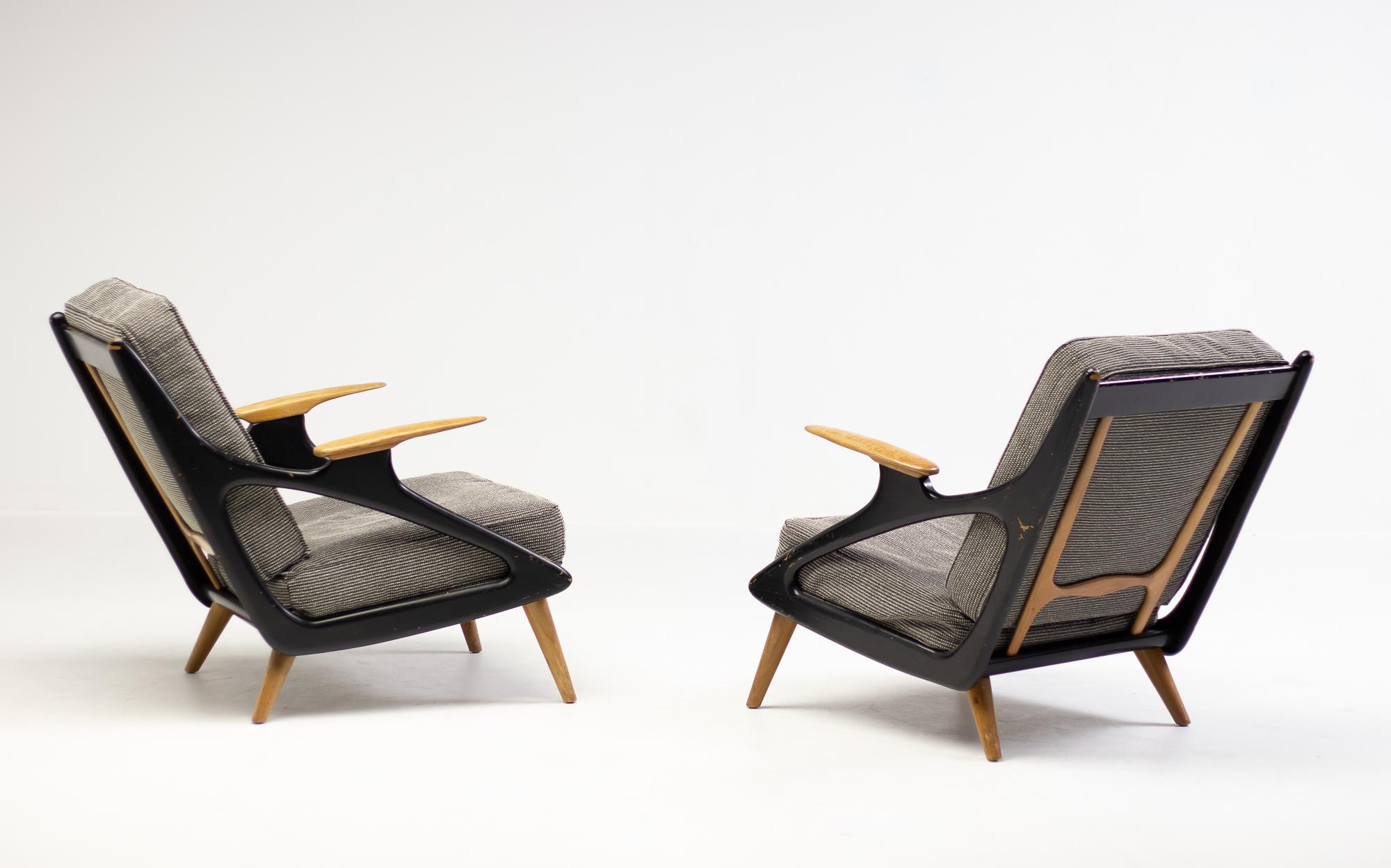 Belgian Architectural Lounge Chairs, circa 1950 2