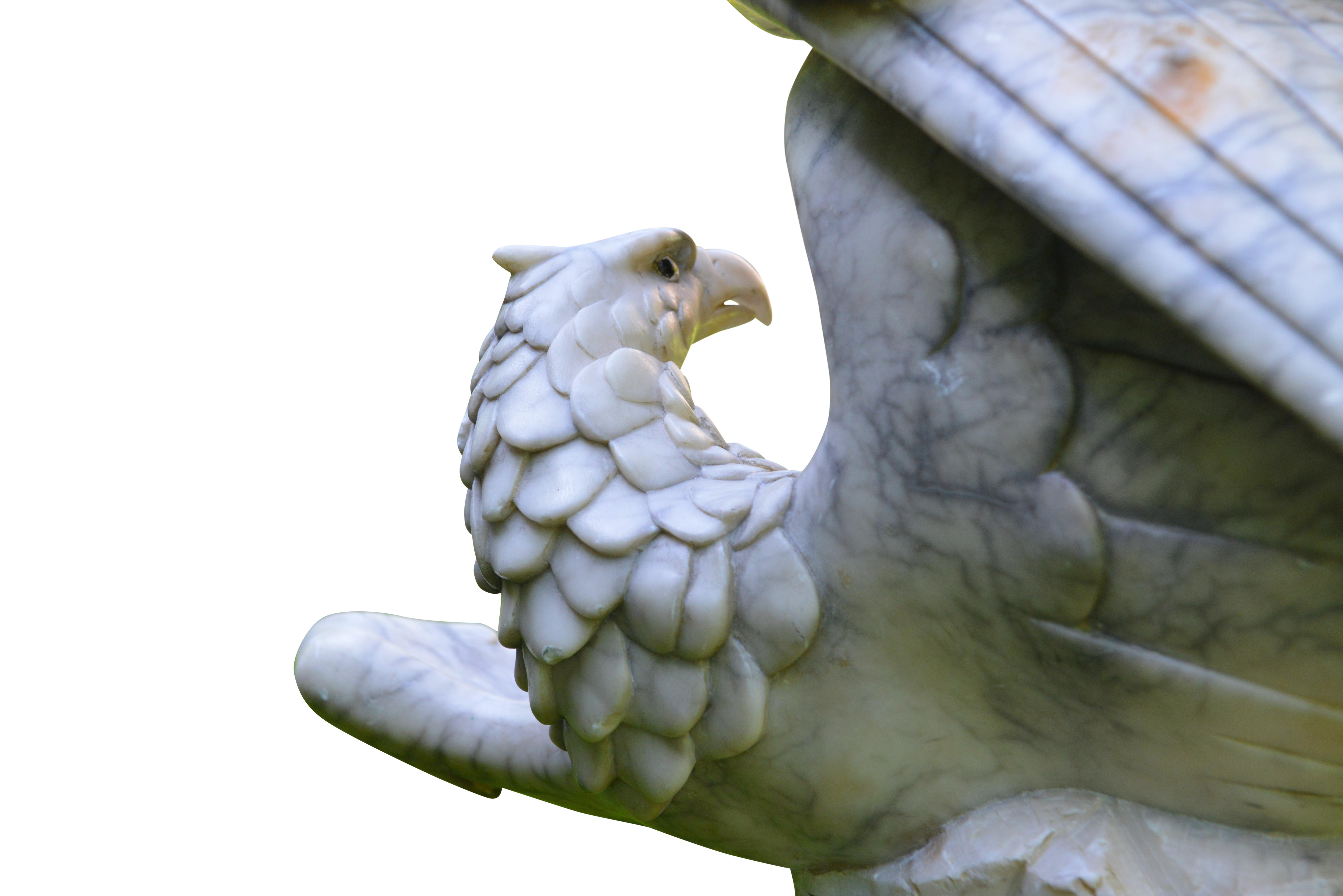 Belgian Art Deco Alabaster Eagle Lamp, circa 1940 For Sale 7