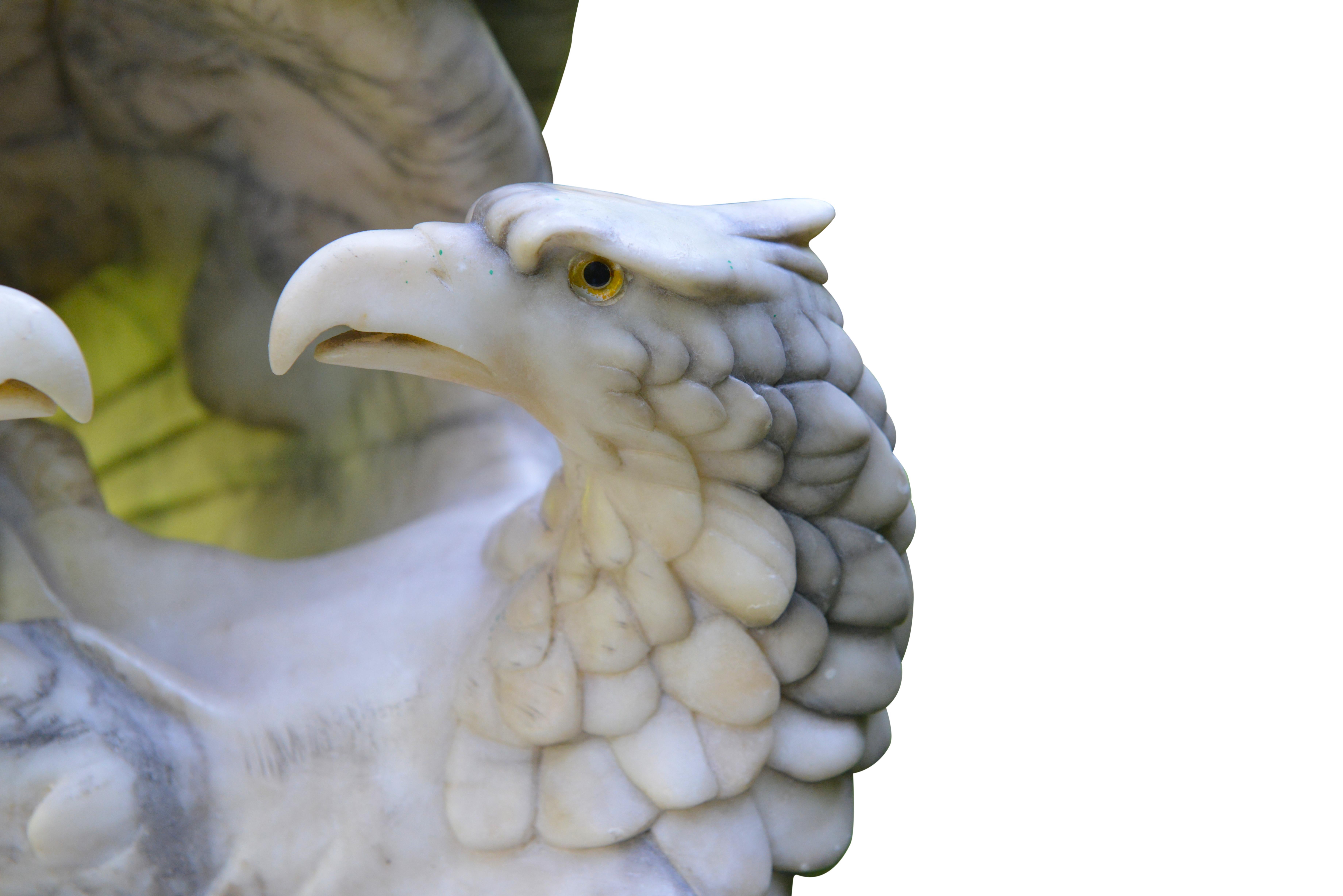 20th Century Belgian Art Deco Alabaster Eagle Lamp, circa 1940 For Sale