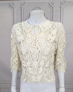 Belgian Art Deco Bias Tape Lace Blouse