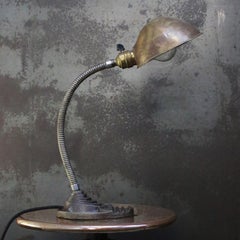Belgian Art Deco Brass Cast Iron Table Desk Light