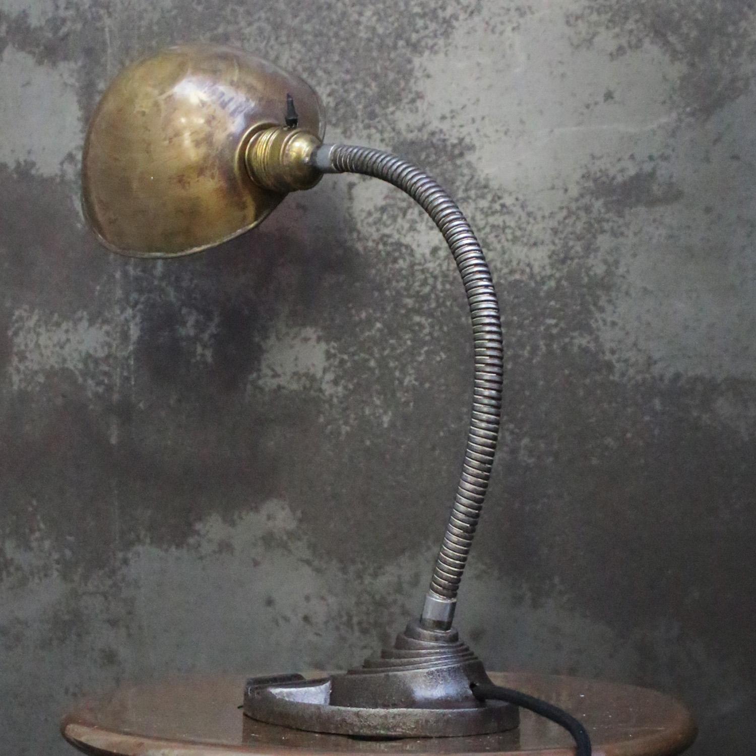 Belgian Art Deco Brass Cast Iron Table Desk Light 1