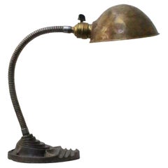 Belgian Art Deco Brass Cast Iron Table Desk Light