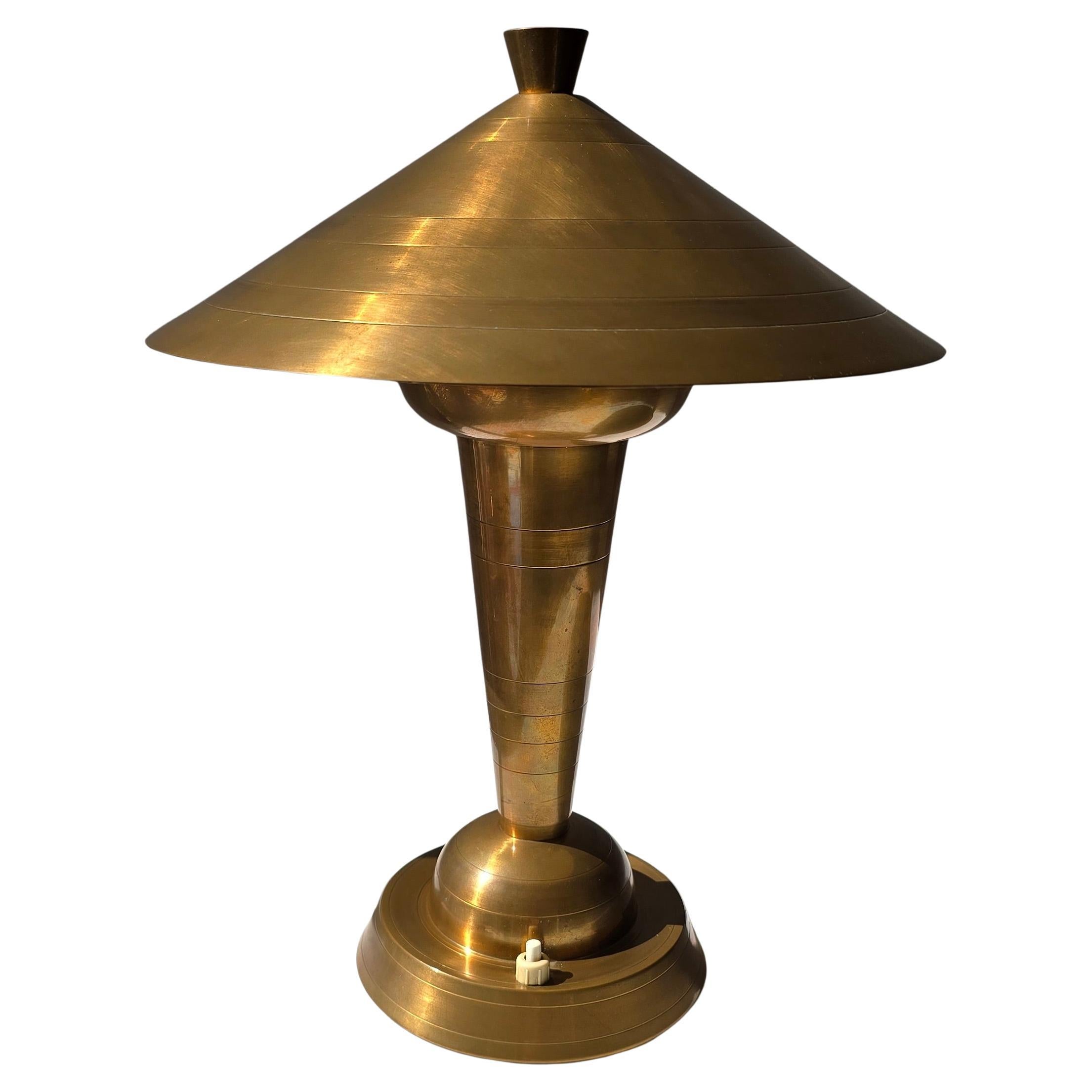 Belgische Art Deco Tischlampe aus Messing von Gersyl, 1930er Jahre im Angebot