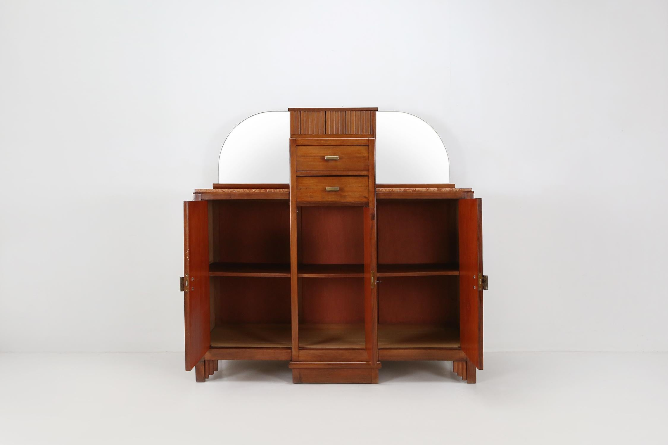 Mirror Belgian Art Deco Cabinet, Ca.1930 For Sale