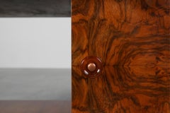 Belgian Art Deco Cabinet in Burl Veneer with Marble and Glass, circa 1930