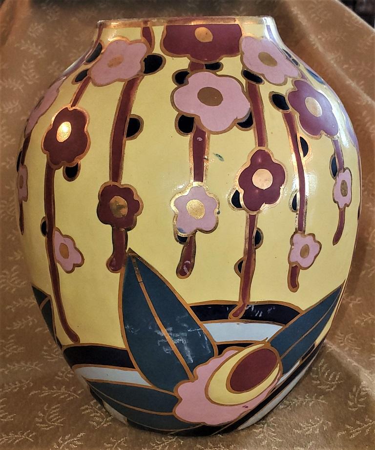 Hand-Crafted Belgian Art Deco Ceramic Vase by Cerabelga