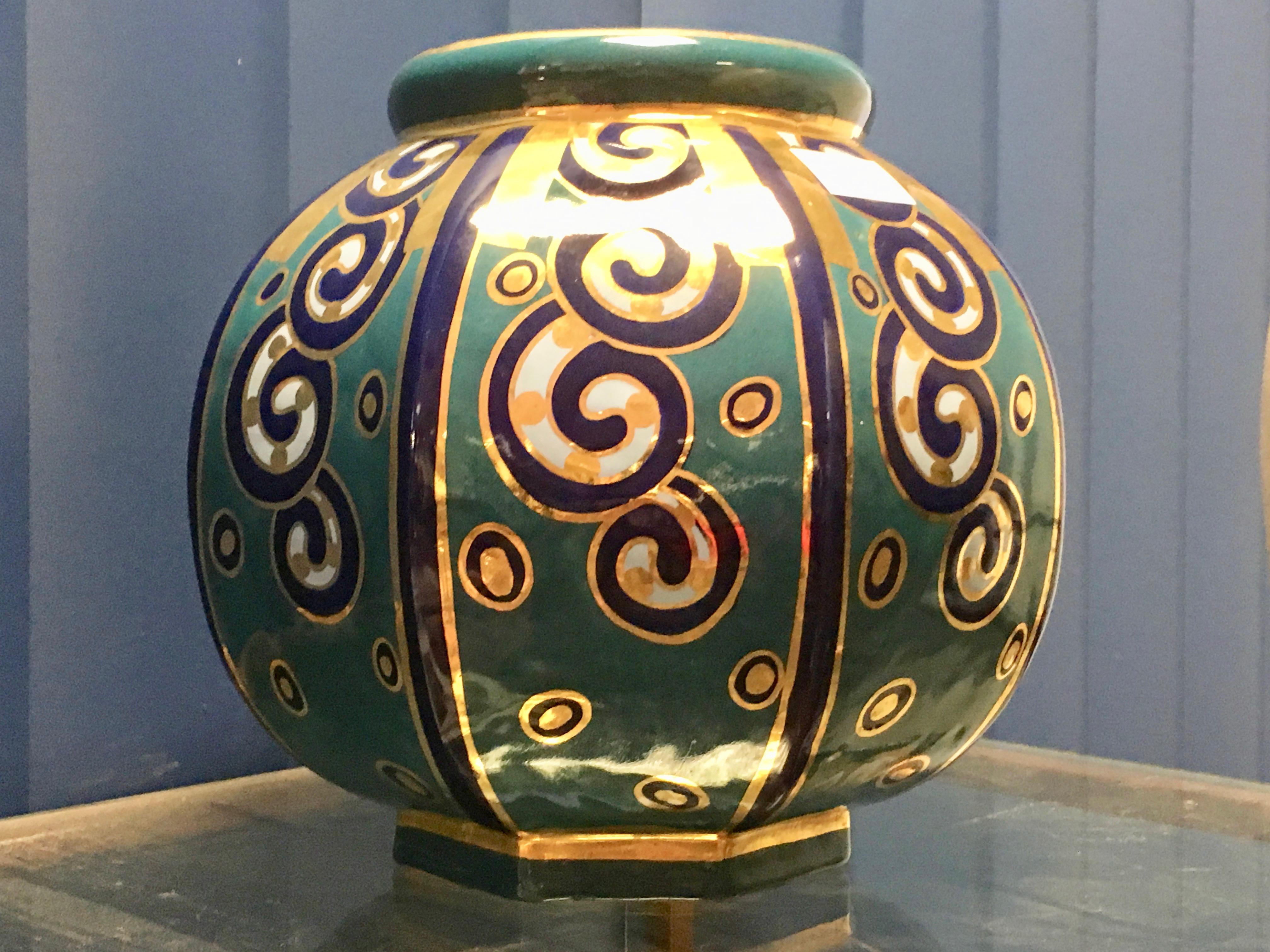 Mid-20th Century Belgian Art Deco Ceramic Vase by Cerabelga