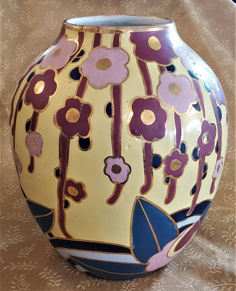 Belgische Keramikvase im Art déco-Stil von Cerabelga (20. Jahrhundert)