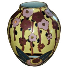 Antique Belgian Art Deco Ceramic Vase by Cerabelga