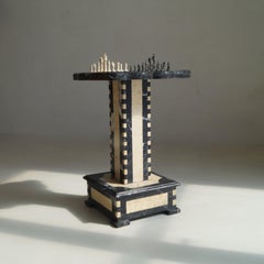 Belgian Art Deco Chess Table in Black and Honey-Toned Marble, 1920s