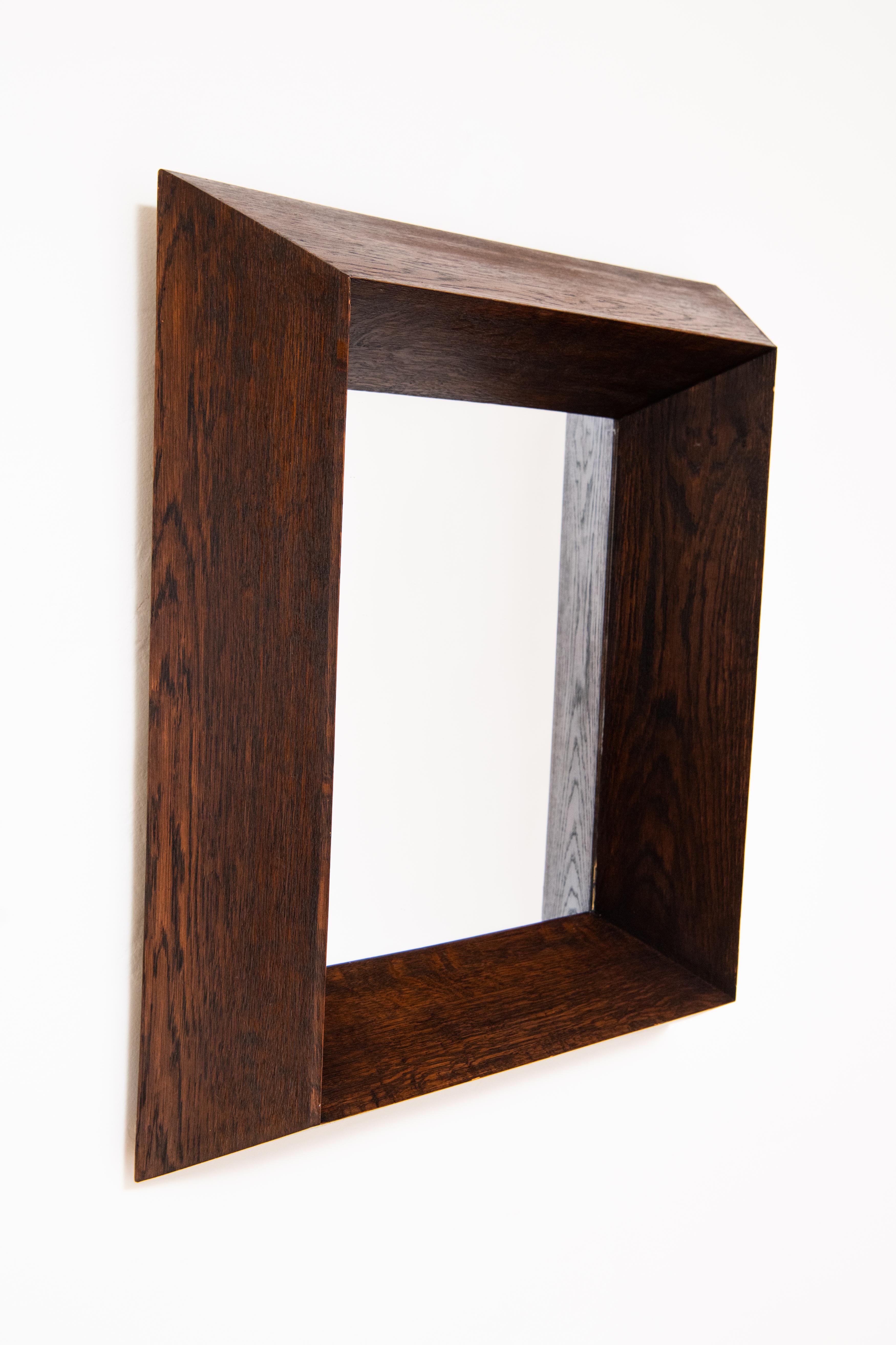 Belgian, Art Deco Cubist Wood Framed Mirror, c. 1930 In Good Condition In Los Angeles, CA