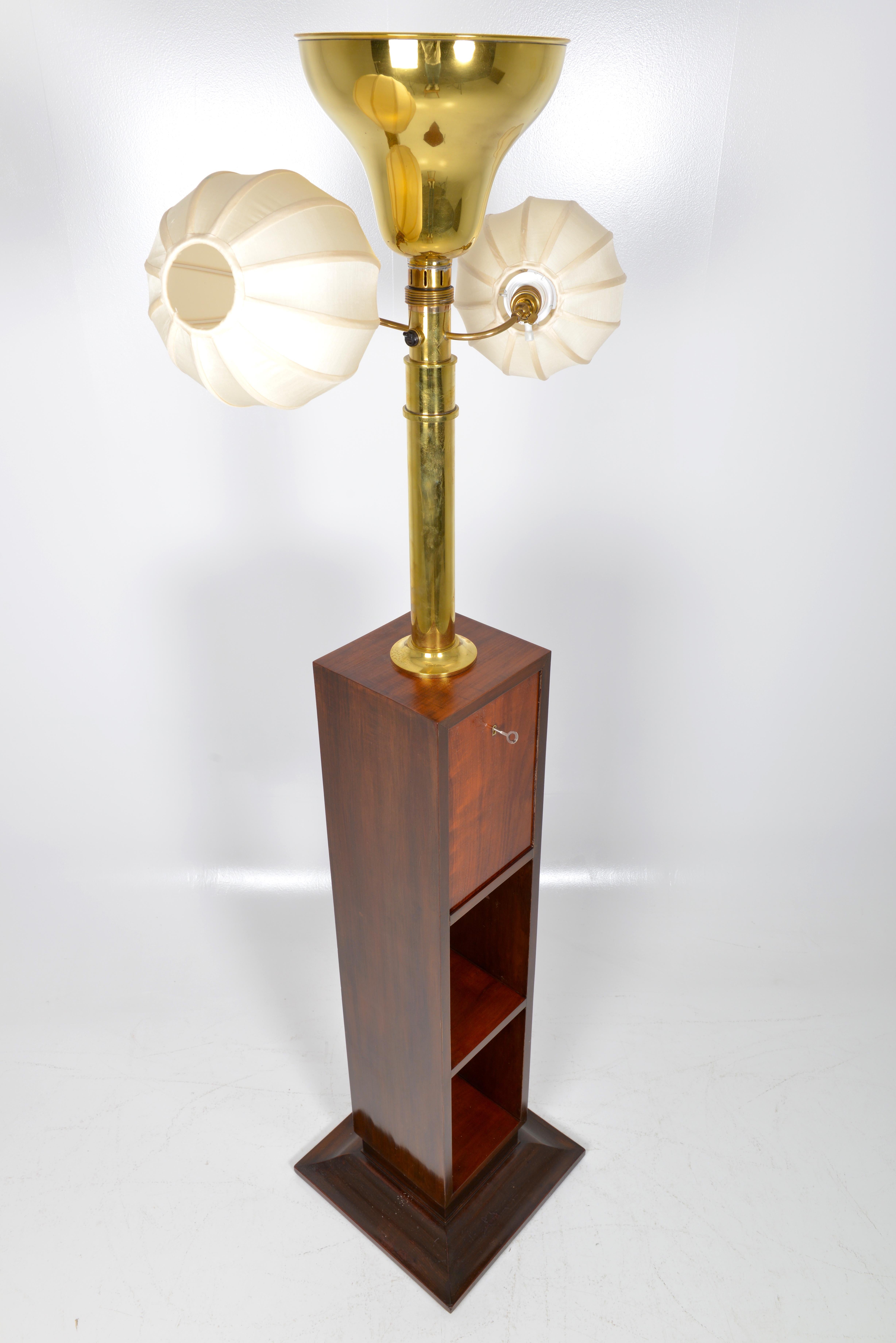 Belgian Art Deco Mahogany Standard Lamp, circa 1930 For Sale 6