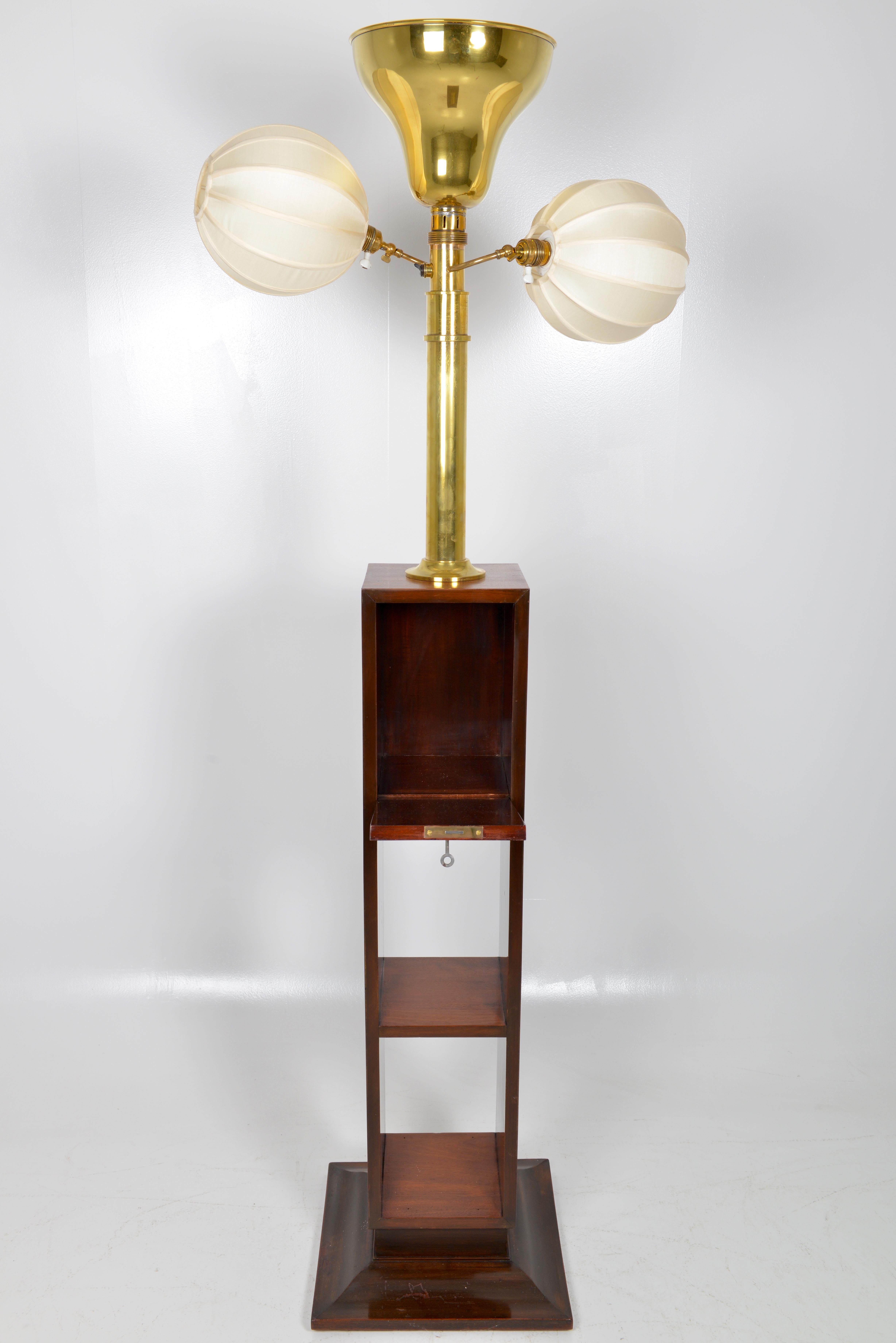 Belgian Art Deco Mahogany Standard Lamp, circa 1930 For Sale 12