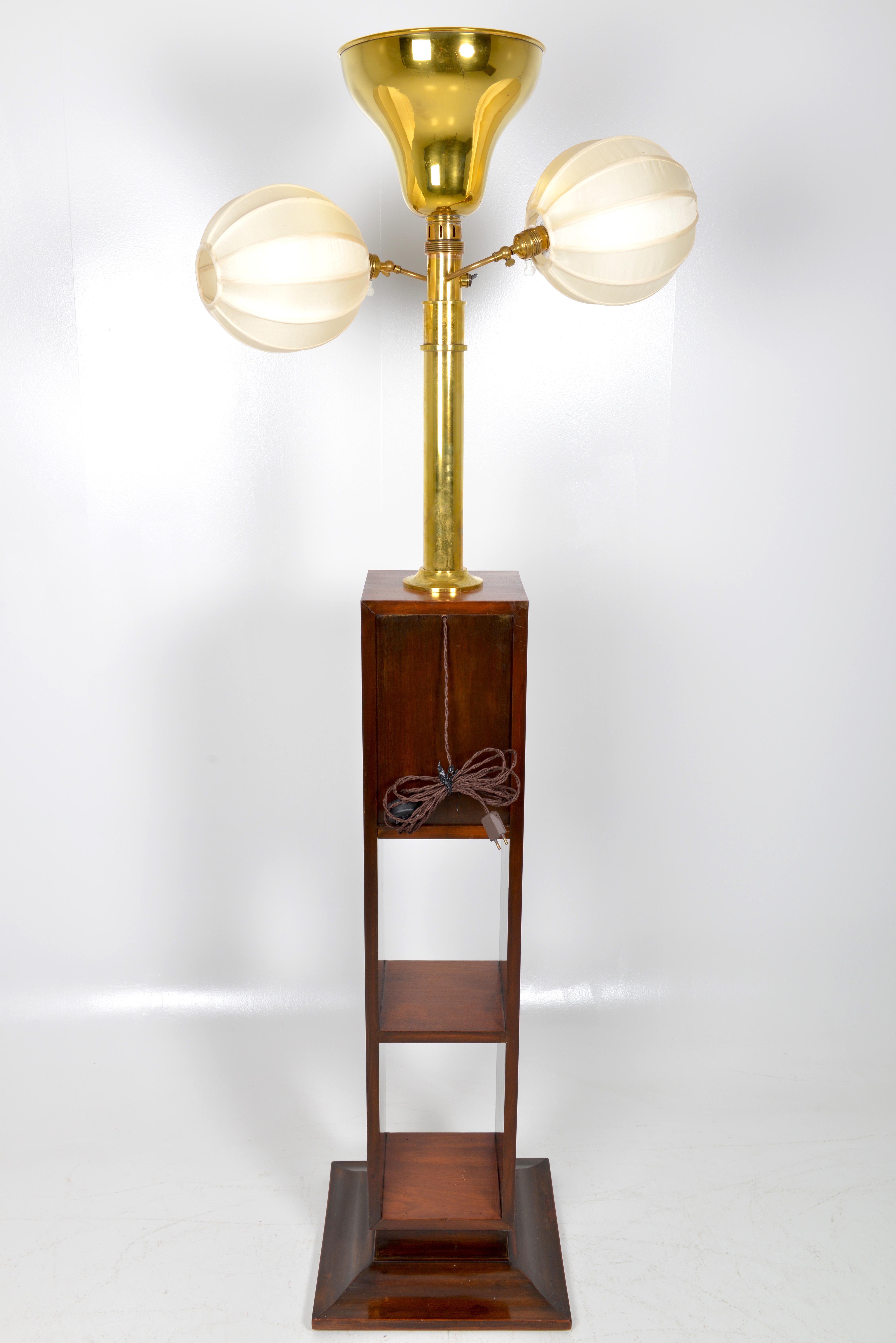 Belgian Art Deco Mahogany Standard Lamp, circa 1930 For Sale 14