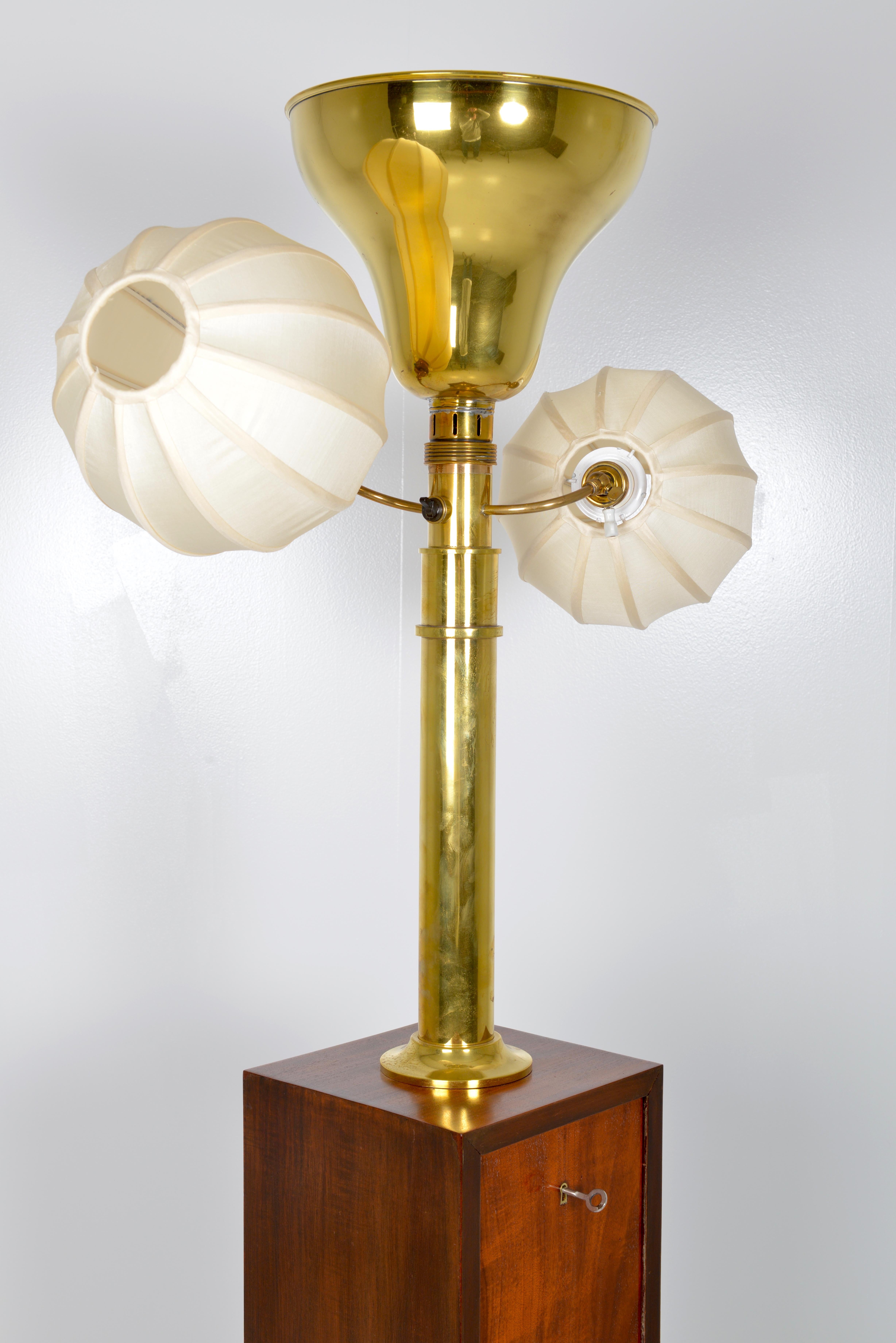 Belgian Art Deco Mahogany Standard Lamp, circa 1930 For Sale 5