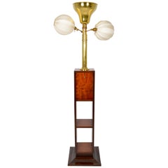 Belgian Art Deco Mahogany Standard Lamp, circa 1930