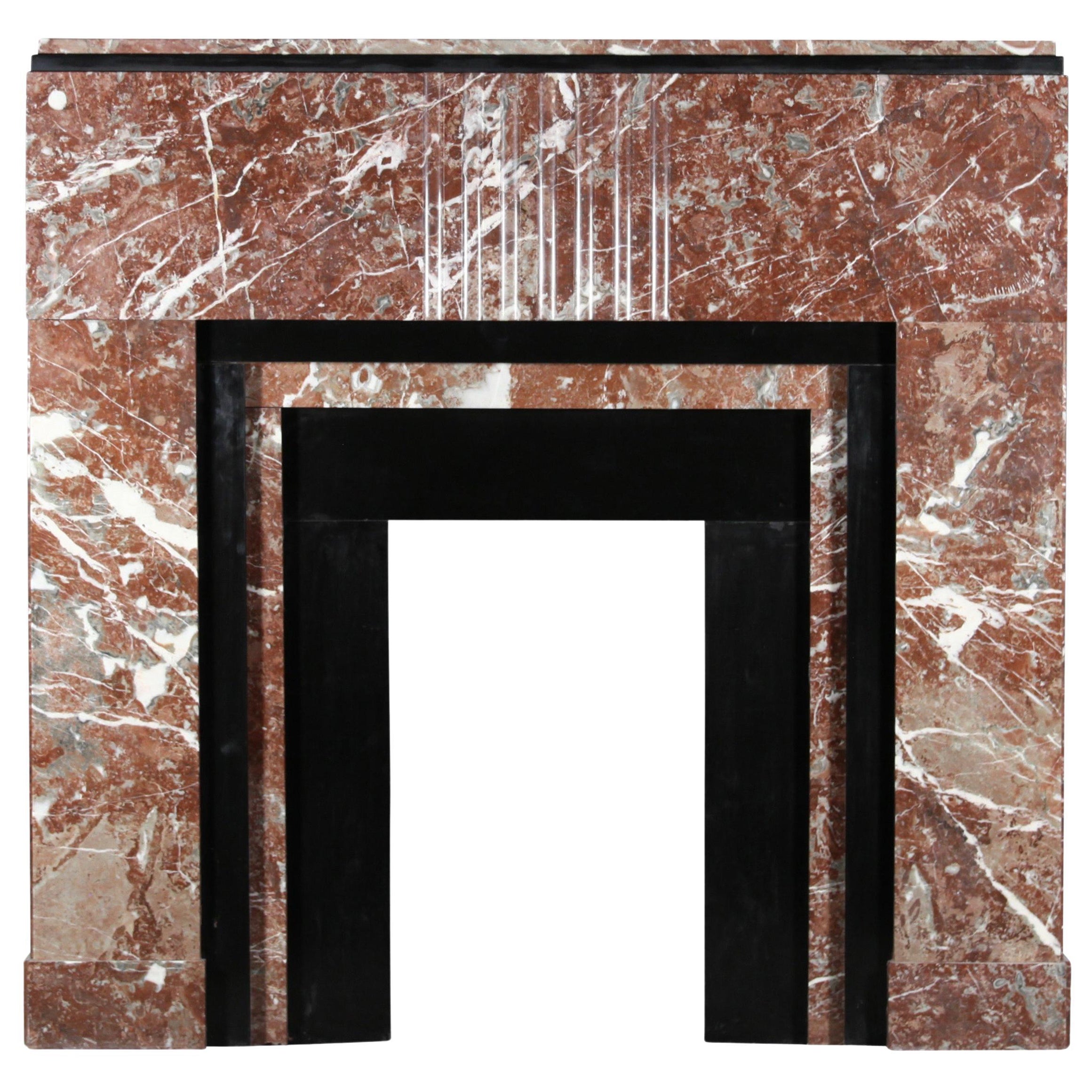 Belgian Art Deco Marble Fireplace Surround Black And Belgian Ardenne Marble