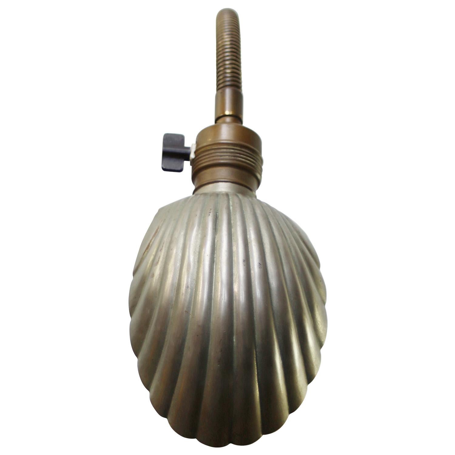 20th Century Belgian Art Deco Shell Brass Goose Neck Desk Table Lamp