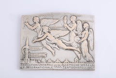 Belgian Art Deco Silvered Bronze Medal Universal International Exhibition, 1935